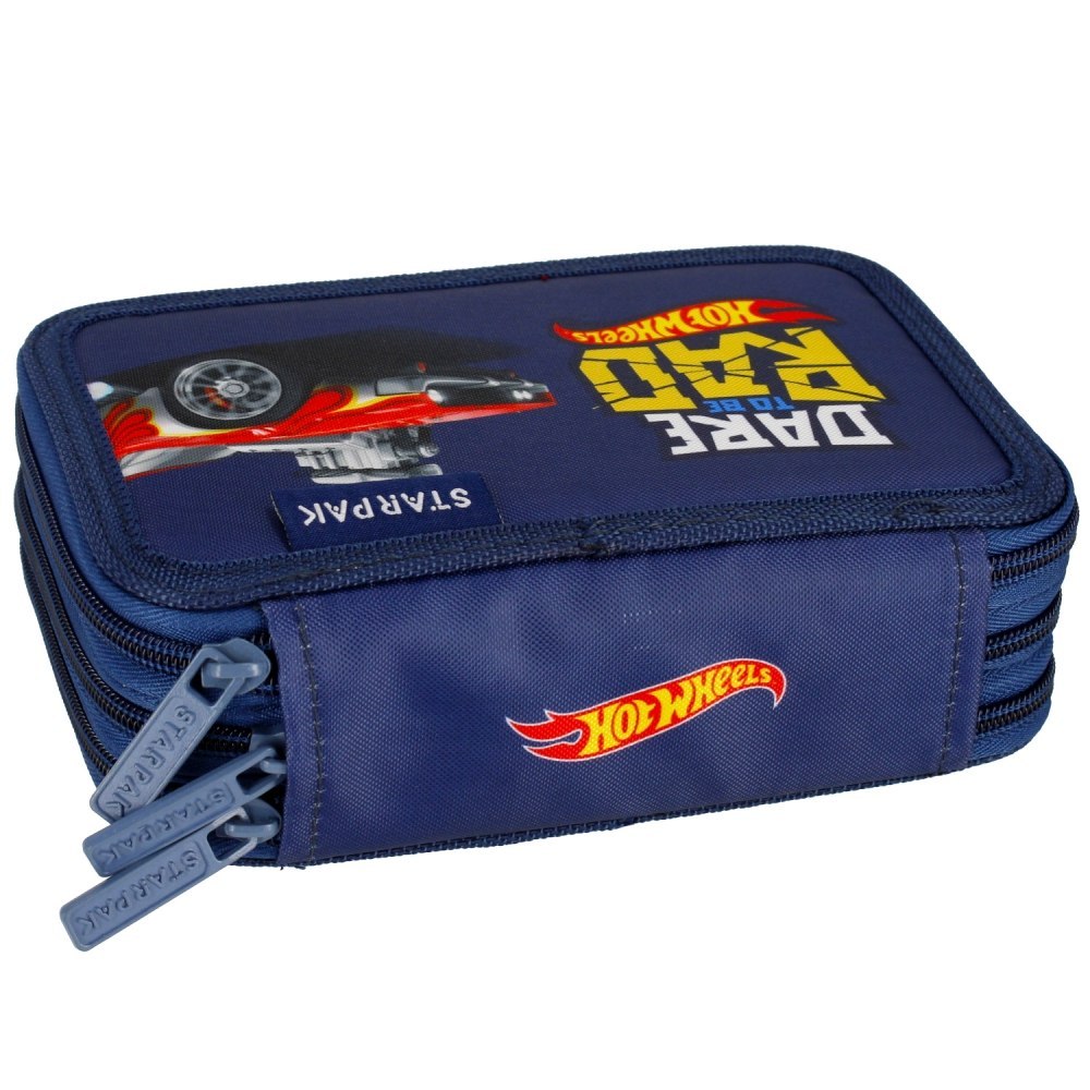 TROUSSE À CRAYONS AVEC ÉQUIPEMENT 3 FERMETURES ÉCLAIR HOT WHEELS STARPAK 486071